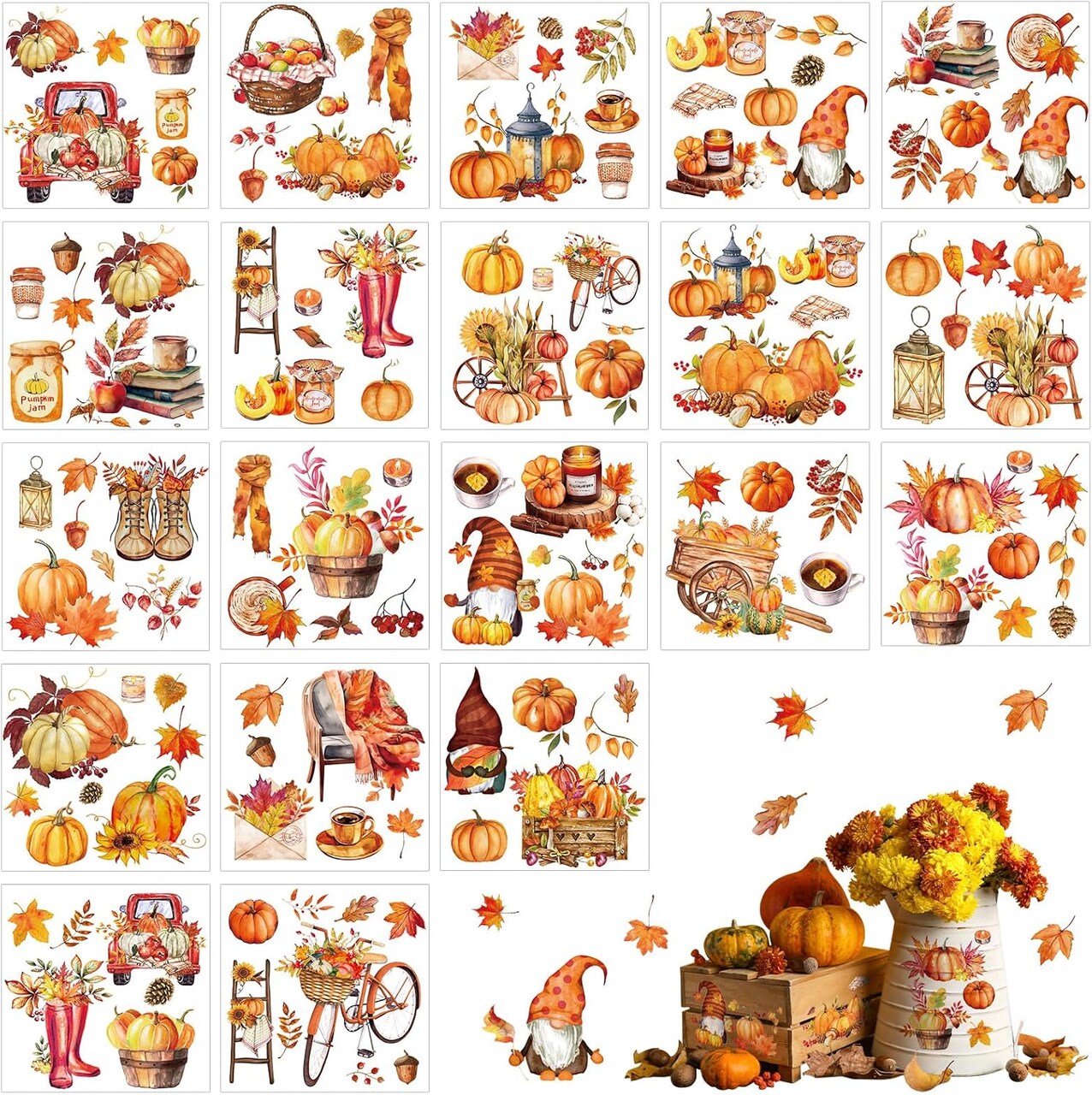 20 Sheets Fall Thanksgiving Rub on Transfers for Crafts
